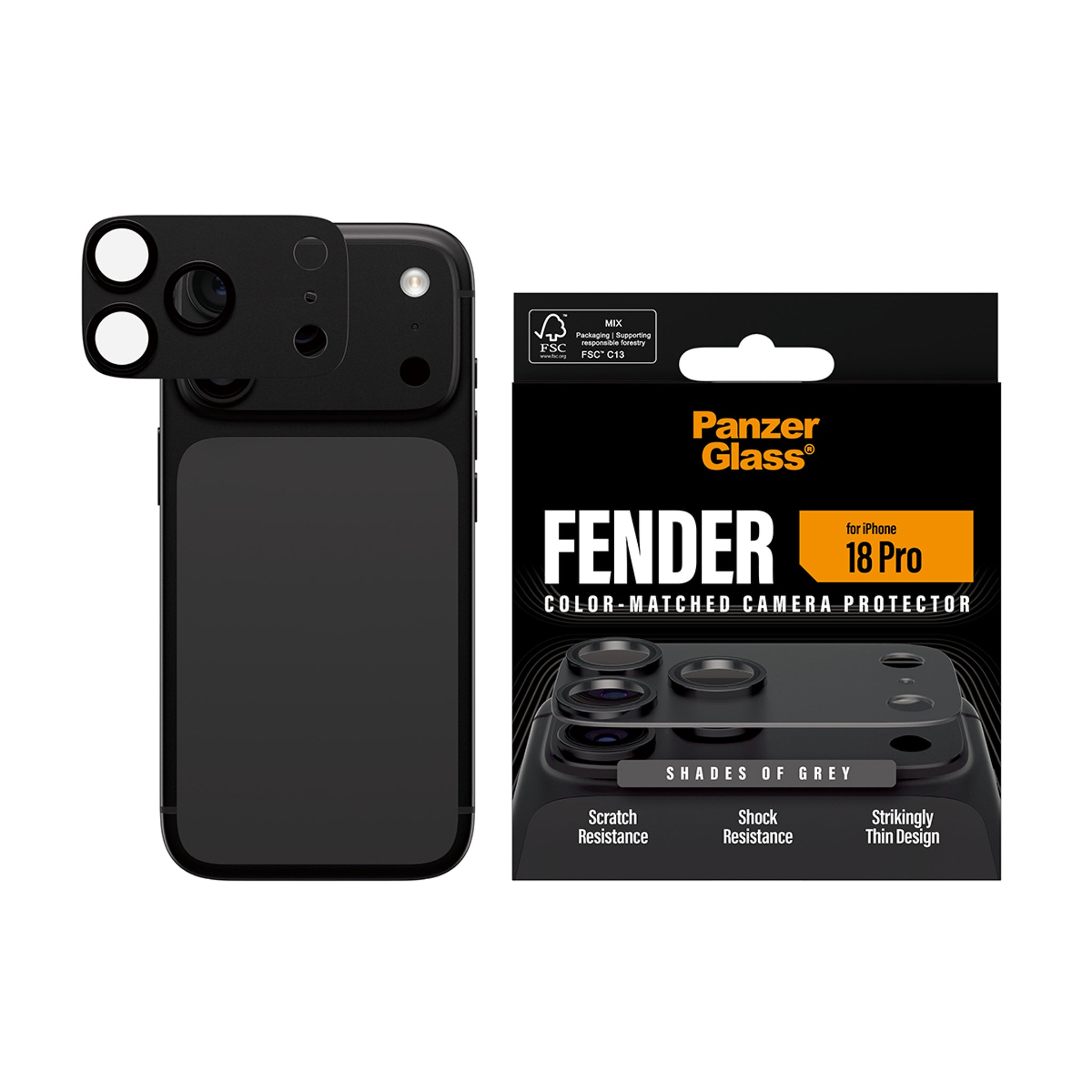 PanzerGlass® Fender Kamerabeskytter Shades of Grey iPhone 18 Pro